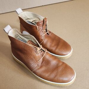 Ecco Brown Leather Chukka Boots with Textured Finish